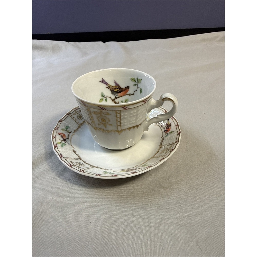 Heinrich Germany "Charlottenburg" Demitasse Cup and Saucer Set - Bird Motif - Picture 1 of 10